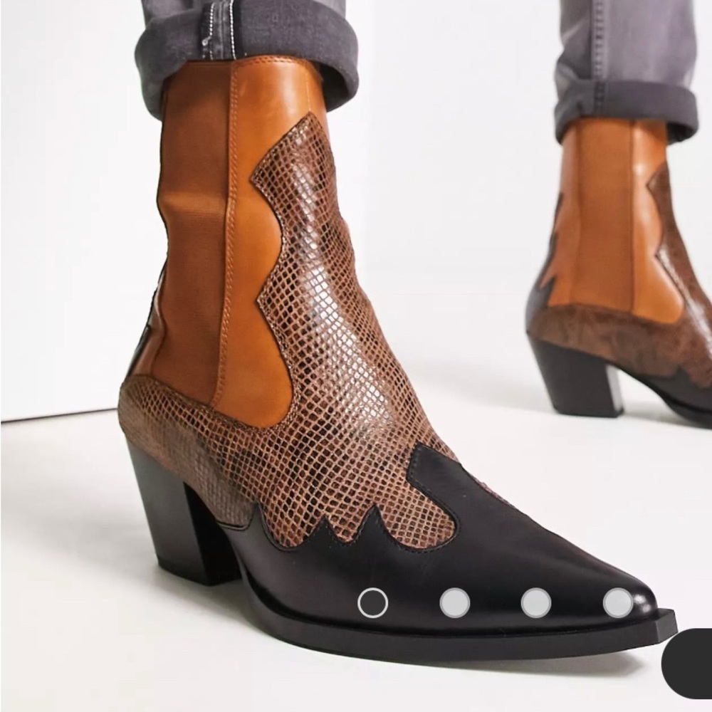 ASOS genuine Leather cowboy boots, size 10